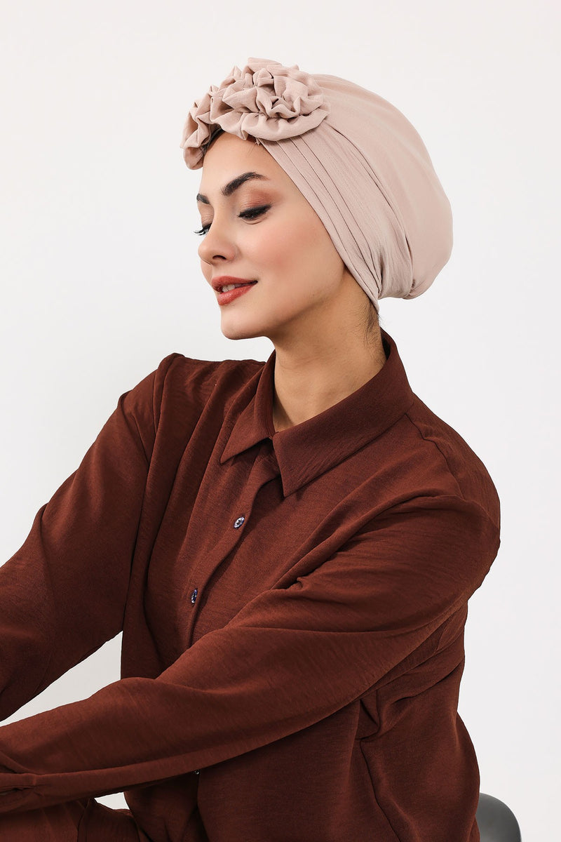 عمامة فورية مطوية مصنوعة من قماش إيروبين عالي الجودة، حجاب عمامة أنيق مقاوم للتجاعيد، غطاء رأس بغطاء رأس كيميائي سهل الالتفاف، B-74A