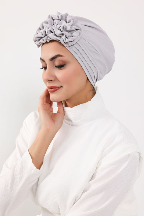 Plissierter Instant-Turban aus hochwertigem Aerobin-Stoff, knitterfreier, stylischer Turban-Hijab, leicht zu wickelnde Chemo-Haube, B-74A