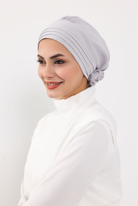 Plissierter Instant-Turban aus hochwertigem Aerobin-Stoff, knitterfreier, stylischer Turban-Hijab, leicht zu wickelnde Chemo-Haube, B-74A