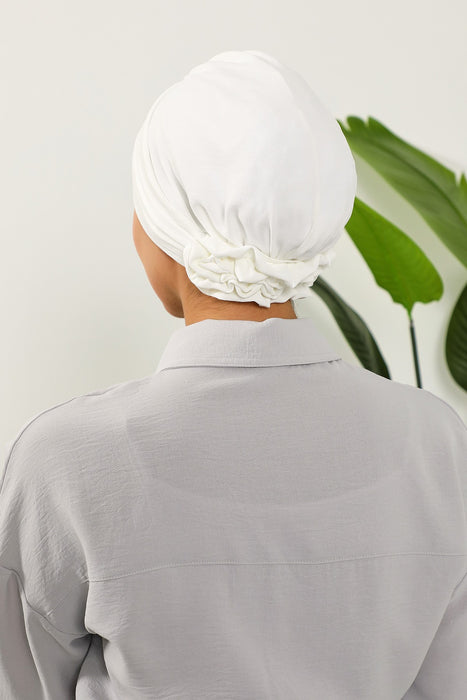 Plissierter Instant-Turban aus hochwertigem Aerobin-Stoff, knitterfreier, stylischer Turban-Hijab, leicht zu wickelnde Chemo-Haube, B-74A