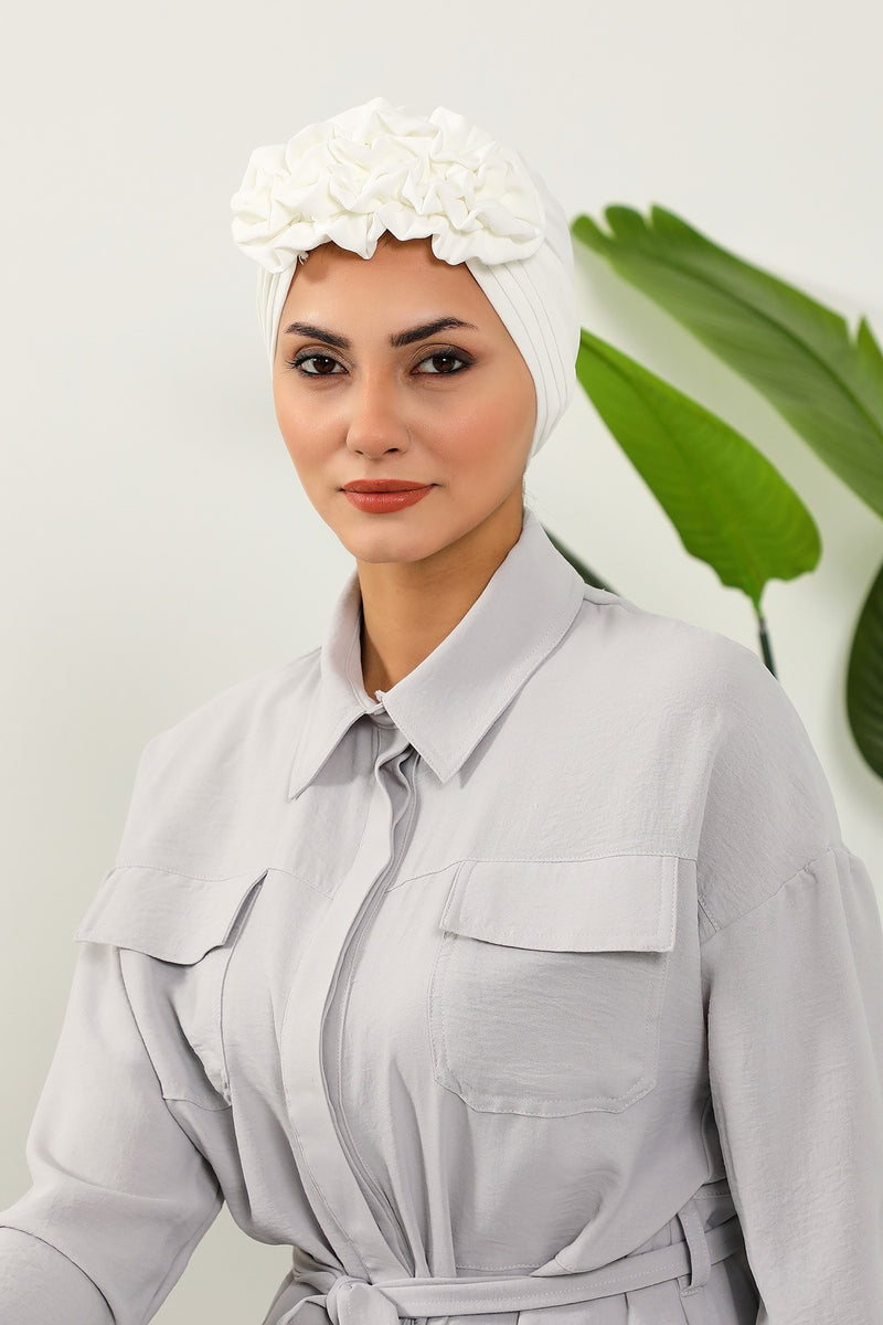 عمامة فورية مطوية مصنوعة من قماش إيروبين عالي الجودة، حجاب عمامة أنيق مقاوم للتجاعيد، غطاء رأس بغطاء رأس كيميائي سهل الالتفاف، B-74A