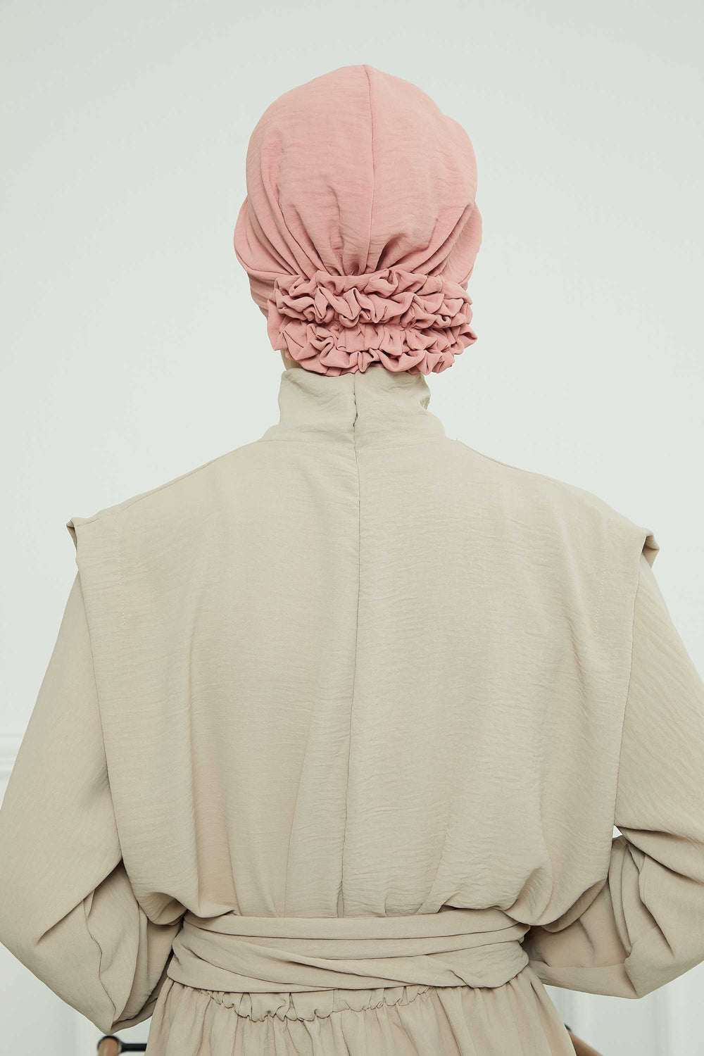 Pleated Instant Turban made from High Quality Aerobin Fabric, Wrinkle-Resistant Stylish Turban Hijab, Easy Wrap Chemo Bonnet Headwear,B-74A Pink