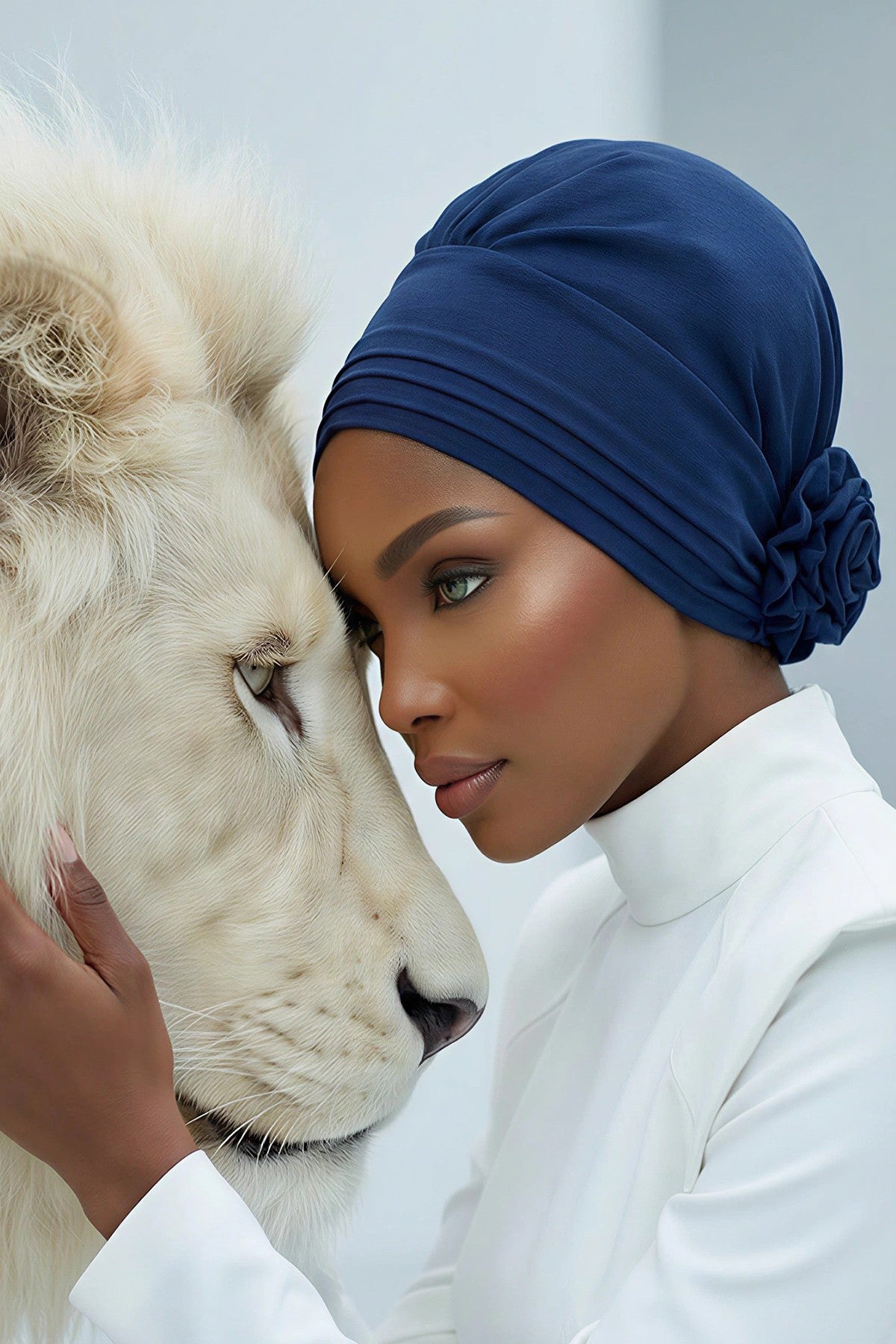 Pleated Instant Turban made from High Quality Aerobin Fabric, Wrinkle-Resistant Stylish Turban Hijab, Easy Wrap Chemo Bonnet Headwear,B-74A Navy Blue
