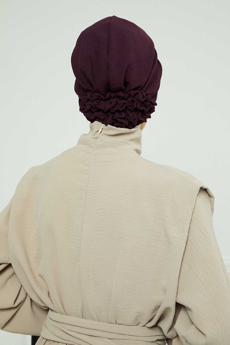 Pleated Instant Turban made from High Quality Aerobin Fabric, Wrinkle-Resistant Stylish Turban Hijab, Easy Wrap Chemo Bonnet Headwear,B-74A