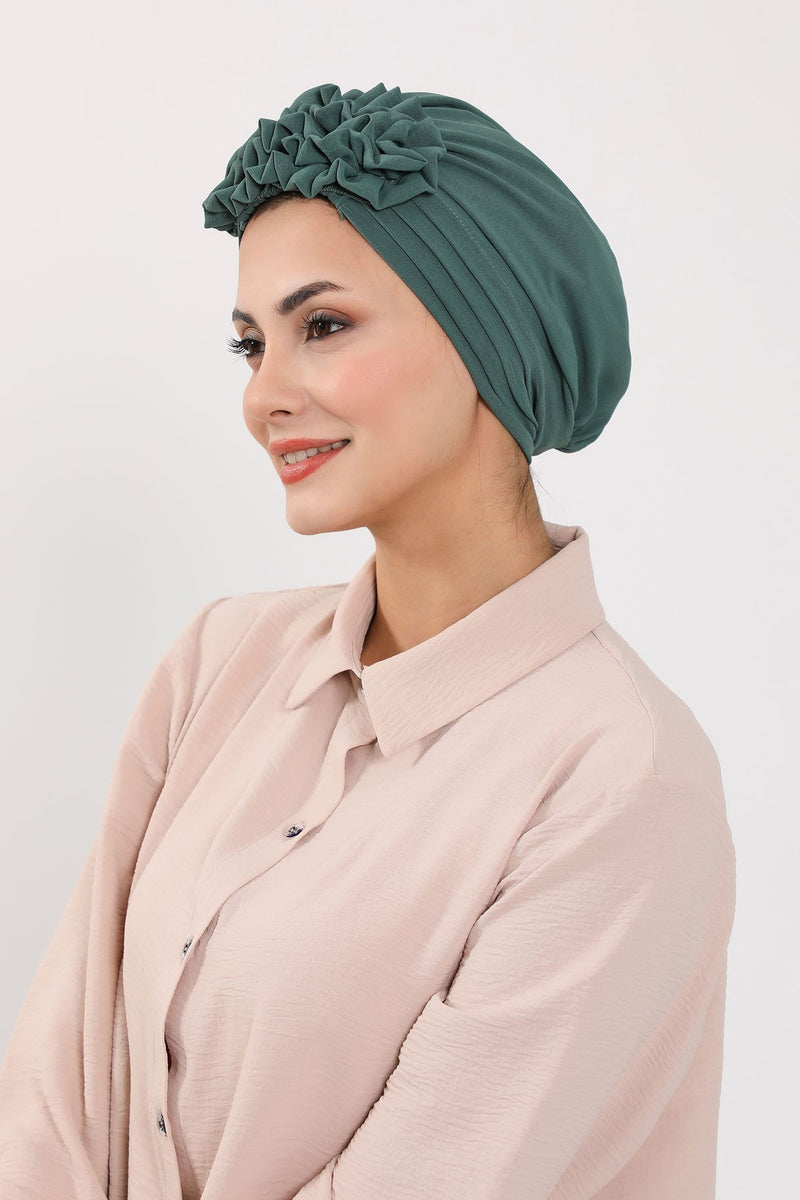 Pleated Instant Turban made from High Quality Aerobin Fabric, Wrinkle-Resistant Stylish Turban Hijab, Easy Wrap Chemo Bonnet Headwear,B-74A