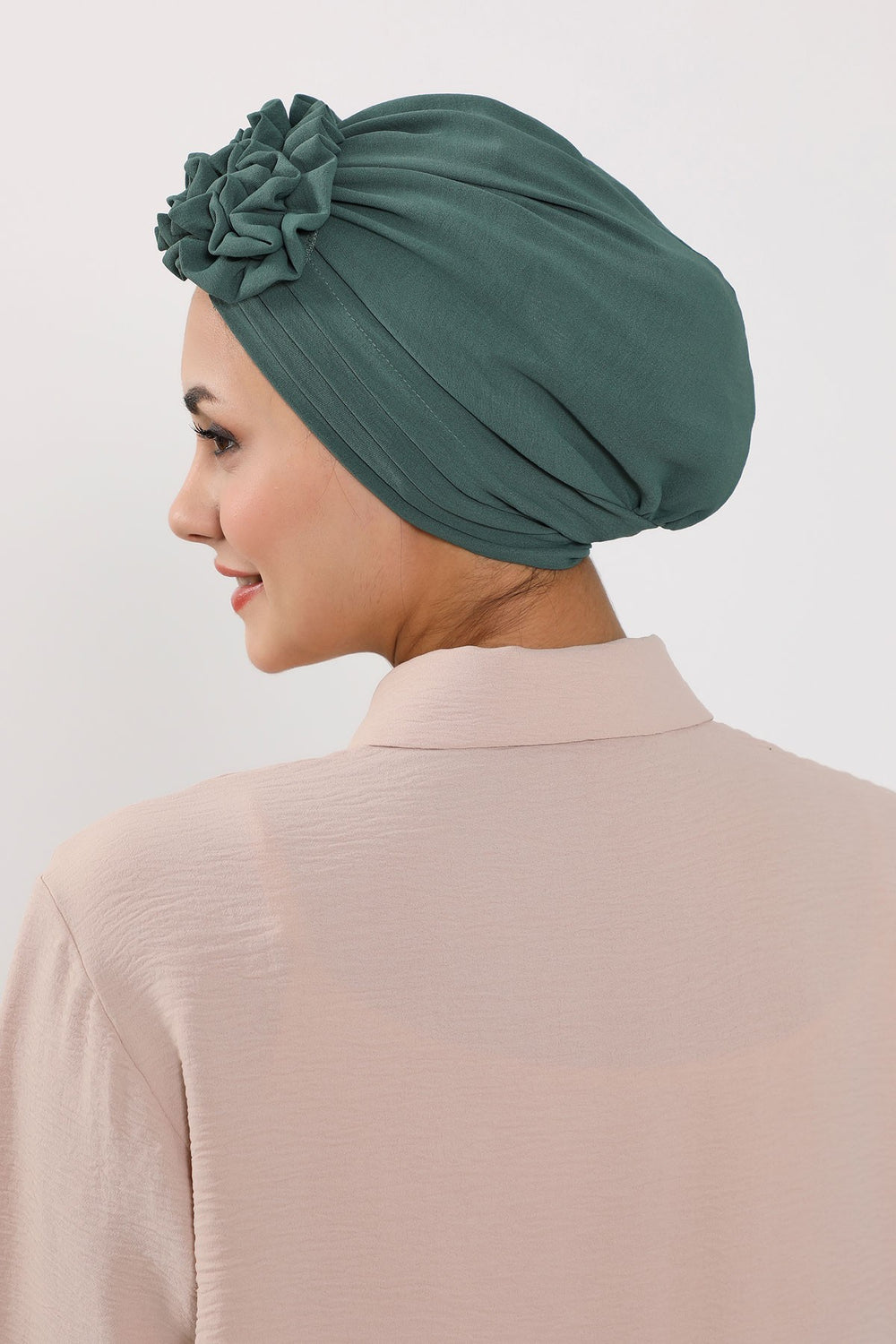 Pleated Instant Turban made from High Quality Aerobin Fabric, Wrinkle-Resistant Stylish Turban Hijab, Easy Wrap Chemo Bonnet Headwear,B-74A Light Green