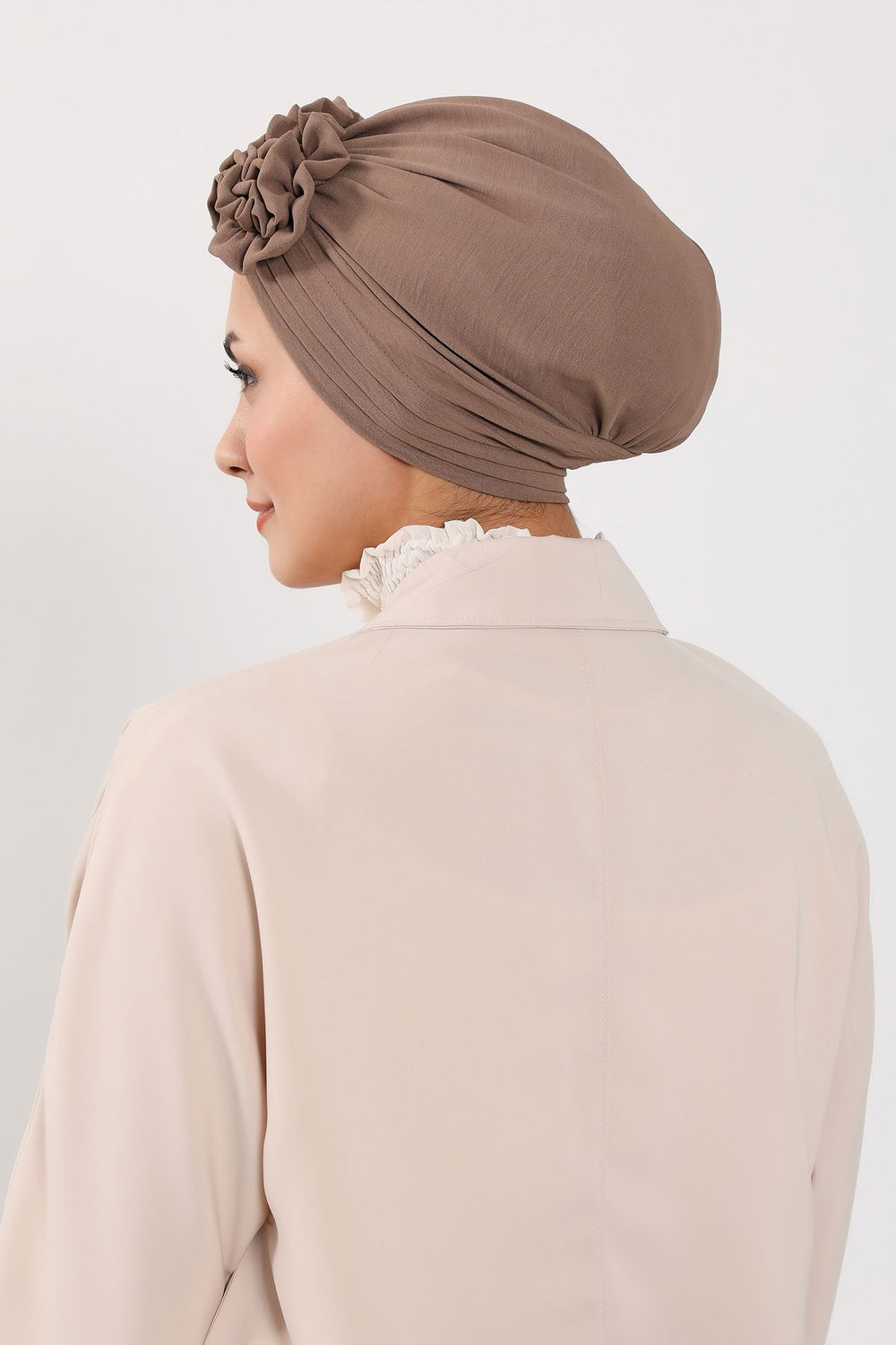 Pleated Instant Turban made from High Quality Aerobin Fabric, Wrinkle-Resistant Stylish Turban Hijab, Easy Wrap Chemo Bonnet Headwear,B-74A Chocolate