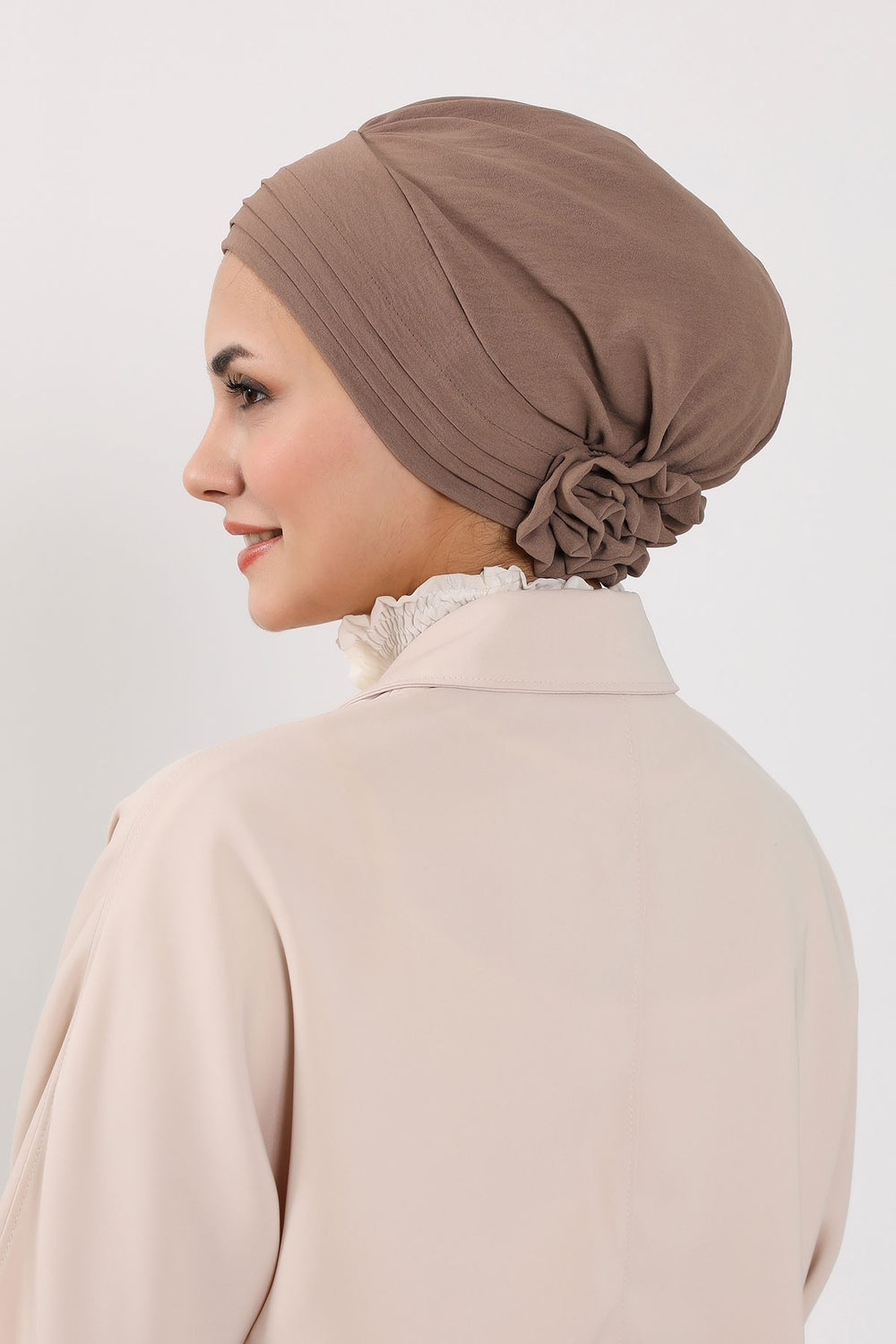 Pleated Instant Turban made from High Quality Aerobin Fabric, Wrinkle-Resistant Stylish Turban Hijab, Easy Wrap Chemo Bonnet Headwear,B-74A Chocolate