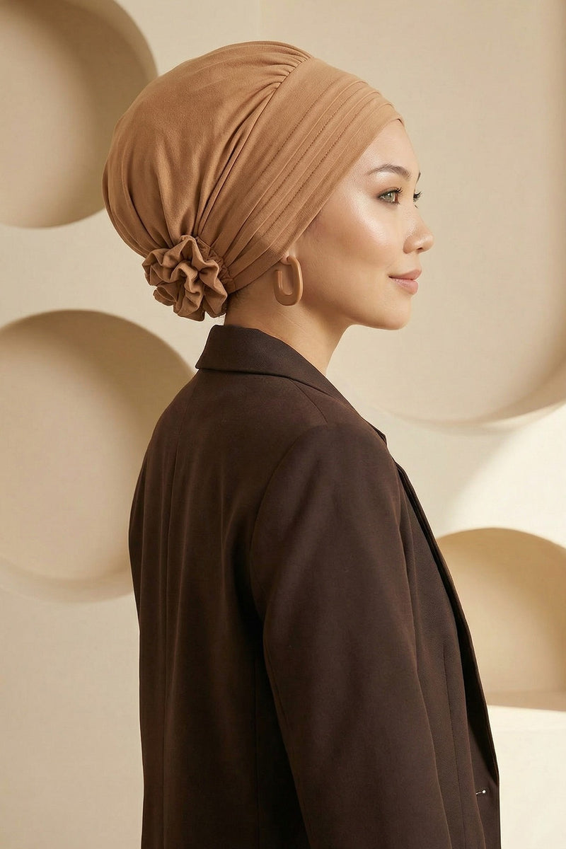 Pleated Instant Turban made from High Quality Aerobin Fabric, Wrinkle-Resistant Stylish Turban Hijab, Easy Wrap Chemo Bonnet Headwear,B-74A