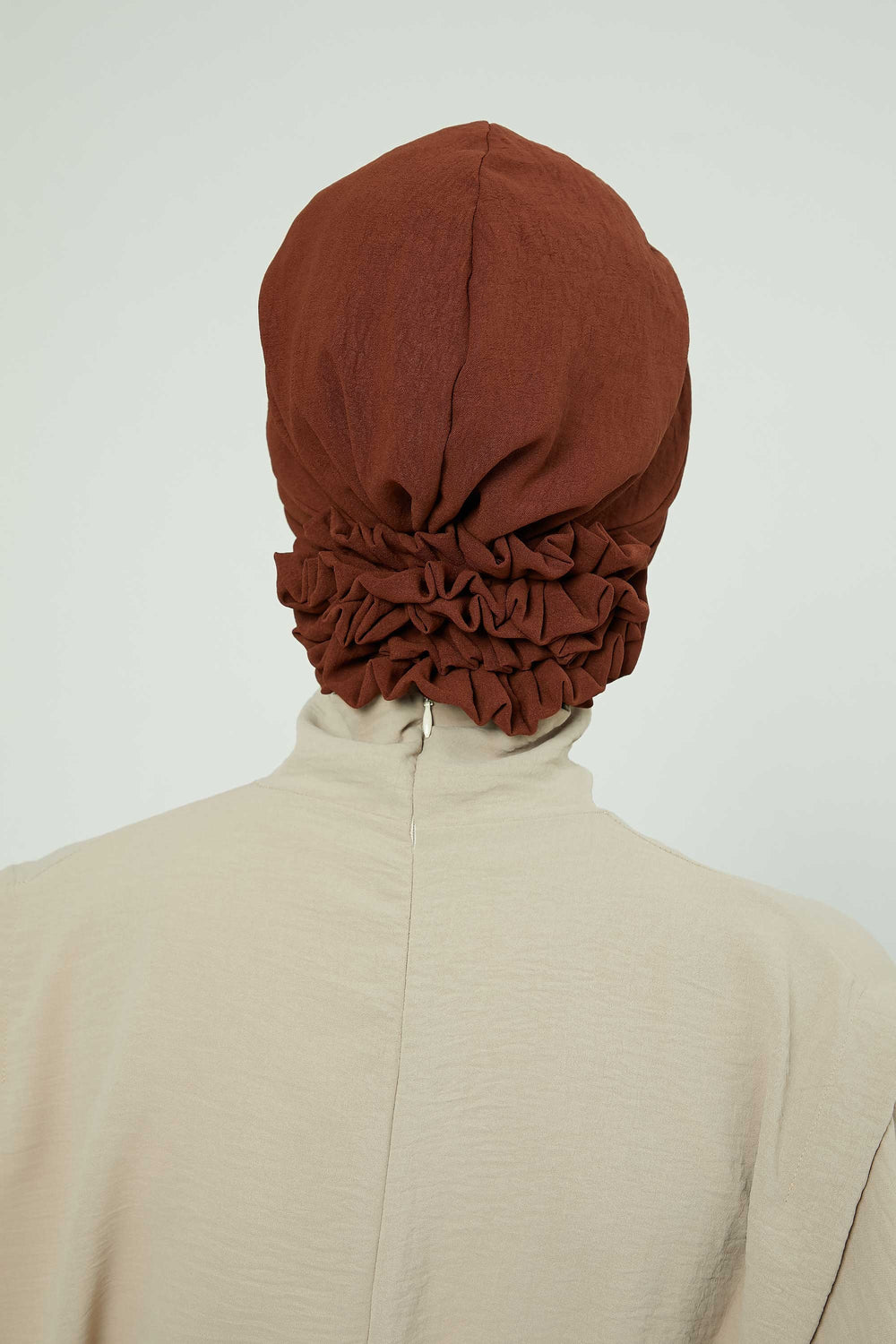 Pleated Instant Turban made from High Quality Aerobin Fabric, Wrinkle-Resistant Stylish Turban Hijab, Easy Wrap Chemo Bonnet Headwear,B-74A Cinnamon