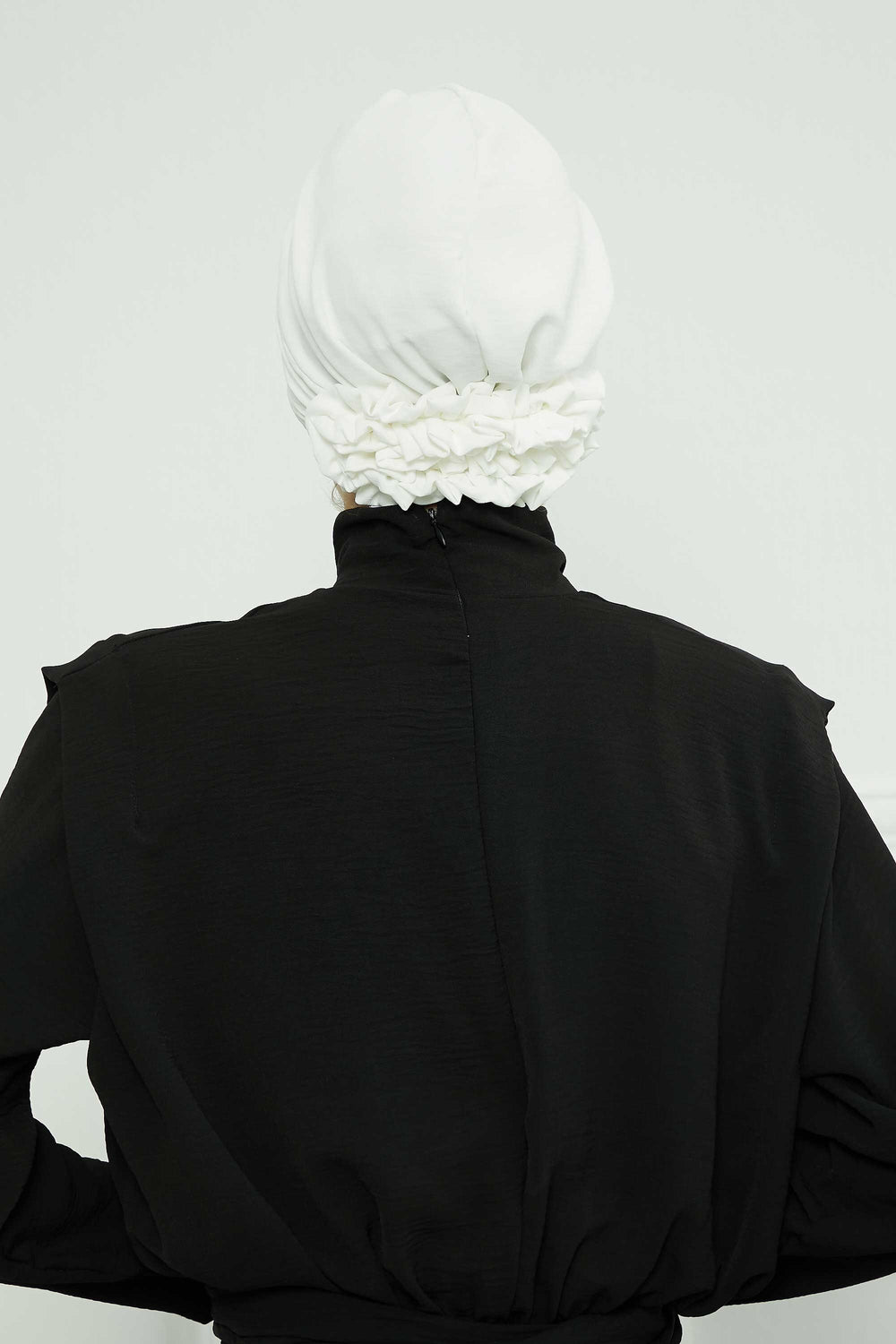 Pleated Instant Turban made from High Quality Aerobin Fabric, Wrinkle-Resistant Stylish Turban Hijab, Easy Wrap Chemo Bonnet Headwear,B-74A White