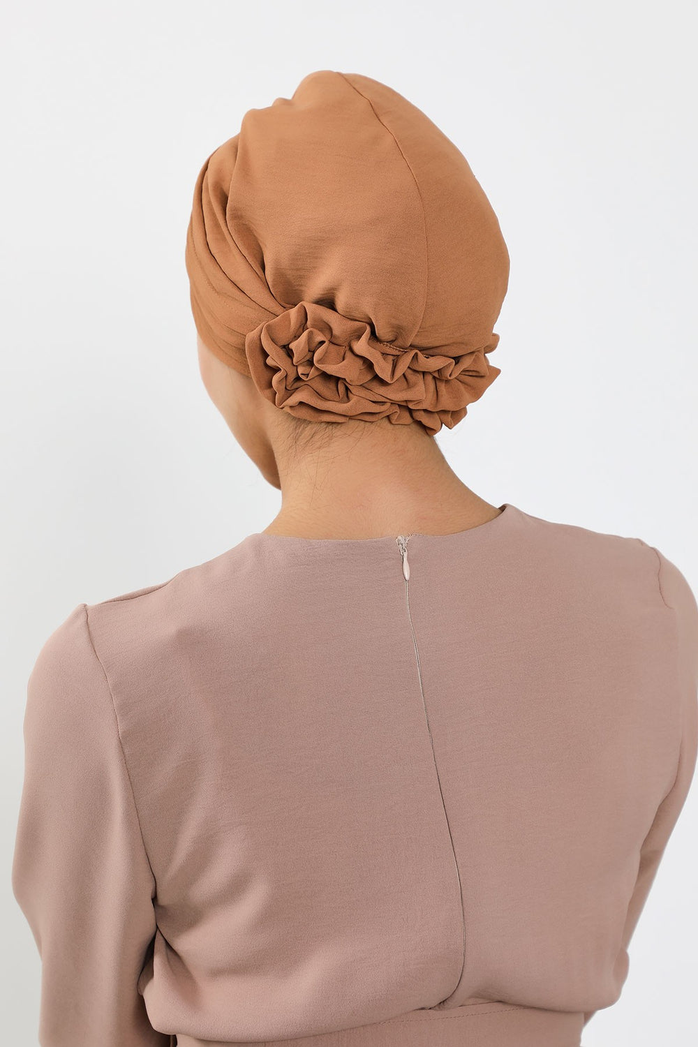 Pleated Instant Turban made from High Quality Aerobin Fabric, Wrinkle-Resistant Stylish Turban Hijab, Easy Wrap Chemo Bonnet Headwear,B-74A Camel
