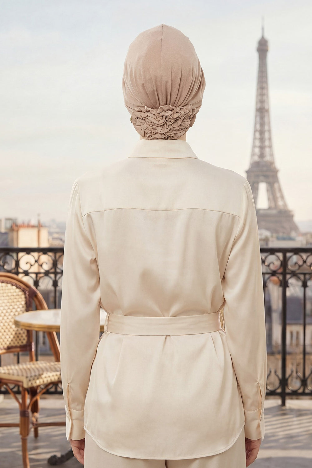 Pleated Instant Turban made from High Quality Combed Cotton, Comfortable Pre-Tied Turban Hijab, Flexible Chemo Cancer Bonnet Headwear,B-74 Mink