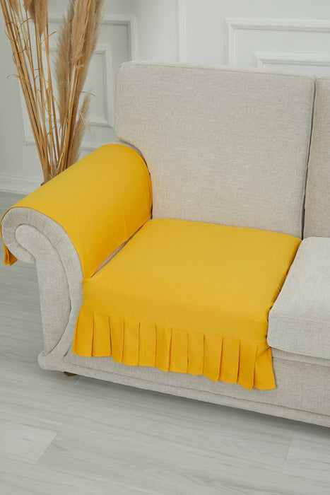 Pleated Reversible Knitted Polyester Decorative Armchair Shawl and Armrest Cover Set Furniture Protector Washable Cover for Family,KTK-3