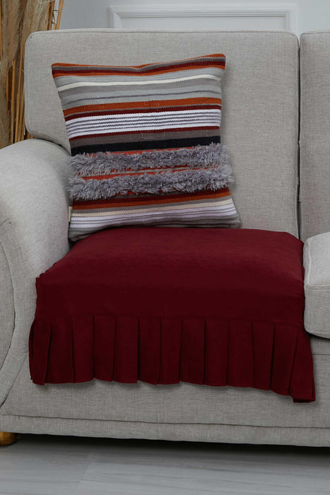 Pleated Reversible Knitted Polyester Decorative Armchair Shawl and Throw Blanket Furniture Protector Washable Cover for Family,KO-27