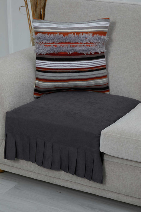 Pleated Reversible Knitted Polyester Decorative Armchair Shawl and Throw Blanket Furniture Protector Washable Cover for Family,KO-27