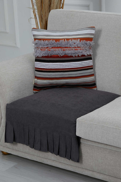 Pleated Reversible Knitted Polyester Decorative Armchair Shawl and Throw Blanket Furniture Protector Washable Cover for Family,KO-27