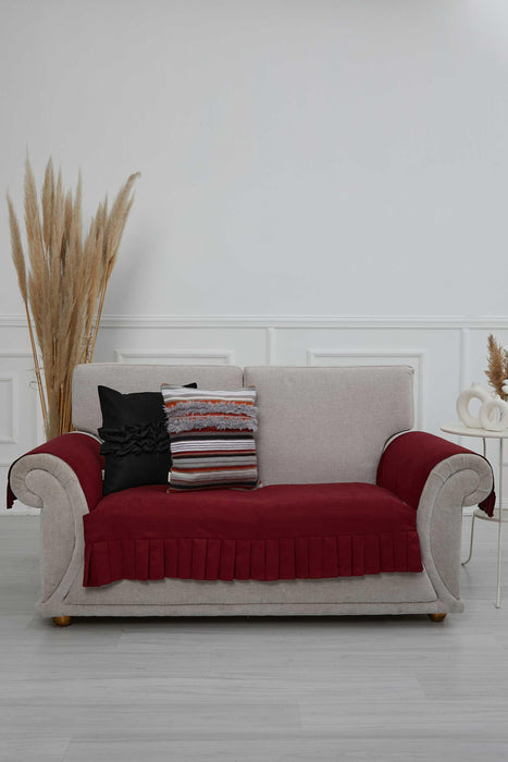 Pleated Reversible Knitted Polyester Decorative Sofa Shawl and Armrest Cover Set Furniture Protector Washable Couch Cover for Family,KTK-4