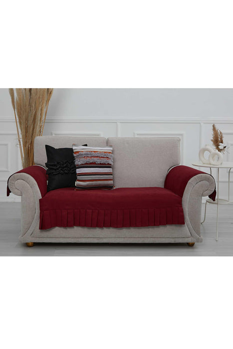 Pleated Reversible Knitted Polyester Decorative Sofa Shawl and Armrest Cover Set Furniture Protector Washable Couch Cover for Family,KTK-4
