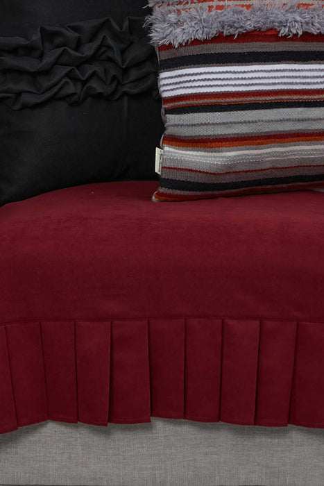 Pleated Reversible Knitted Polyester Decorative Sofa Shawl and Armrest Cover Set Furniture Protector Washable Couch Cover for Family,KTK-4