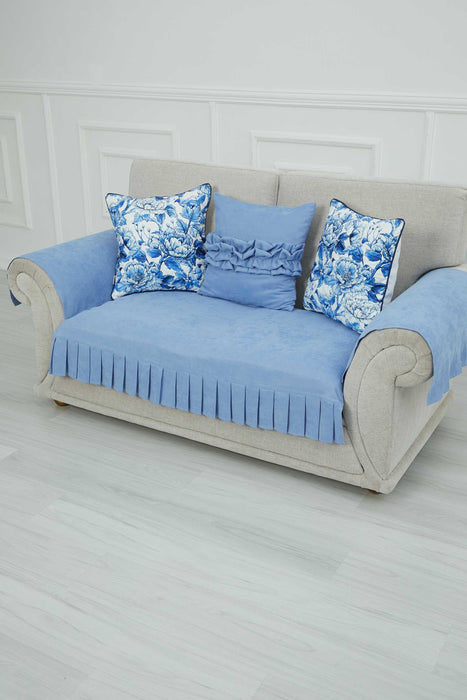Pleated Reversible Knitted Polyester Decorative Sofa Shawl and Armrest Cover Set Furniture Protector Washable Couch Cover for Family,KTK-4