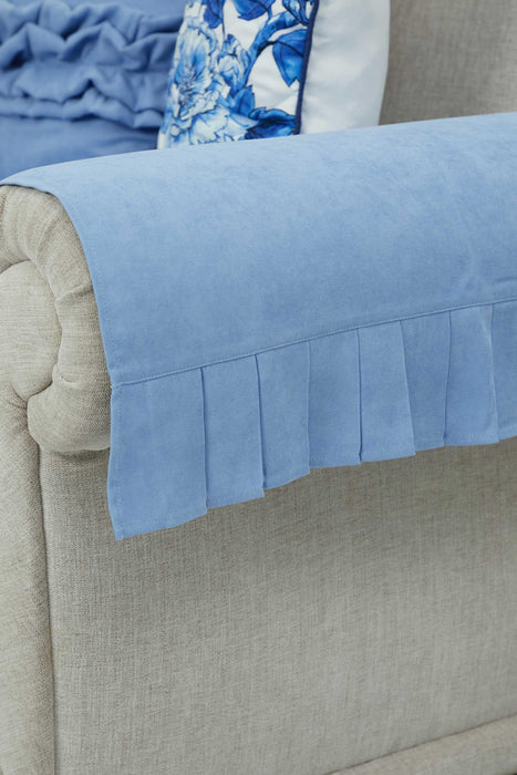 Pleated Reversible Knitted Polyester Decorative Sofa Shawl and Armrest Cover Set Furniture Protector Washable Couch Cover for Family,KTK-4
