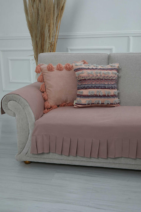 Pleated Reversible Knitted Polyester Decorative Sofa Shawl and Armrest Cover Set Furniture Protector Washable Couch Cover for Family,KTK-4