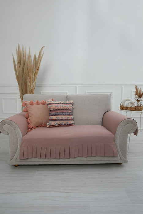 Pleated Reversible Knitted Polyester Decorative Sofa Shawl and Armrest Cover Set Furniture Protector Washable Couch Cover for Family,KTK-4