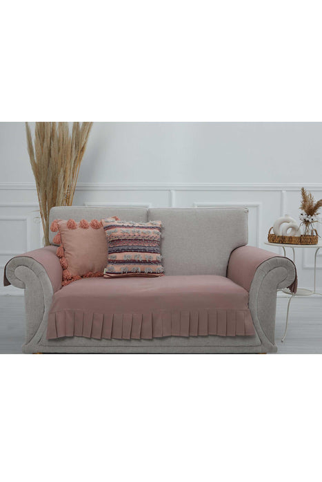 Pleated Reversible Knitted Polyester Decorative Sofa Shawl and Armrest Cover Set Furniture Protector Washable Couch Cover for Family,KTK-4