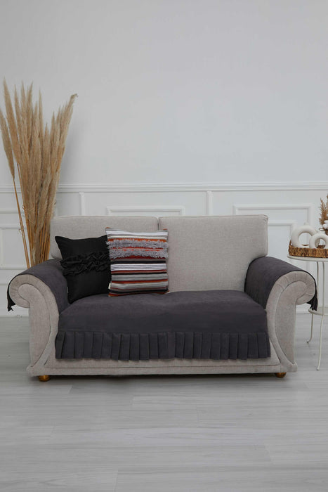 Pleated Reversible Knitted Polyester Decorative Sofa Shawl and Armrest Cover Set Furniture Protector Washable Couch Cover for Family,KTK-4
