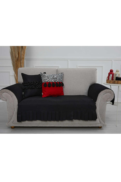 Pleated Reversible Knitted Polyester Decorative Sofa Shawl and Armrest Cover Set Furniture Protector Washable Couch Cover for Family,KTK-4