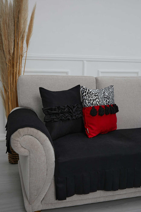 Pleated Reversible Knitted Polyester Decorative Sofa Shawl and Armrest Cover Set Furniture Protector Washable Couch Cover for Family,KTK-4