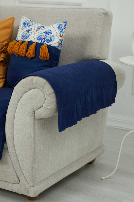 Pleated Reversible Knitted Polyester Decorative Sofa Shawl and Armrest Cover Set Furniture Protector Washable Couch Cover for Family,KTK-4