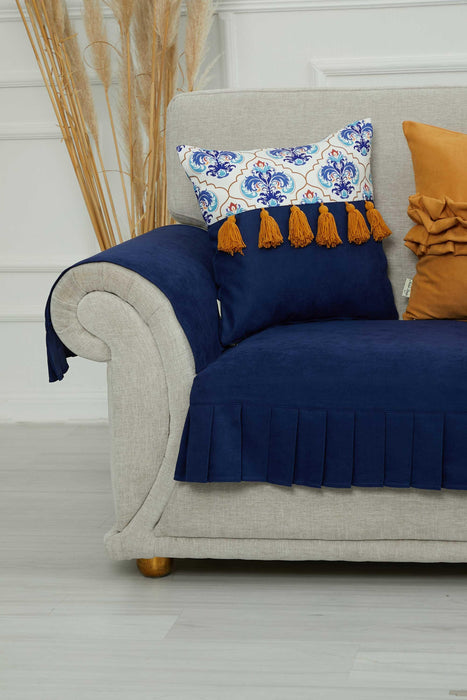 Pleated Reversible Knitted Polyester Decorative Sofa Shawl and Armrest Cover Set Furniture Protector Washable Couch Cover for Family,KTK-4