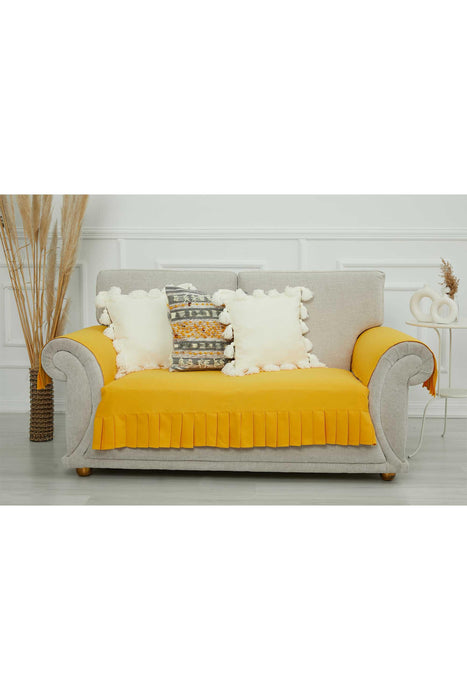 Pleated Reversible Knitted Polyester Decorative Sofa Shawl and Armrest Cover Set Furniture Protector Washable Couch Cover for Family,KTK-4