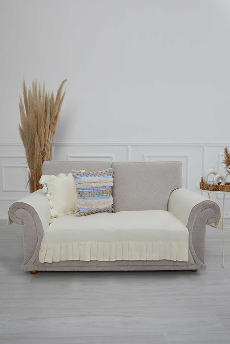 Pleated Reversible Knitted Polyester Decorative Sofa Shawl and Armrest Cover Set Furniture Protector Washable Couch Cover for Family,KTK-4