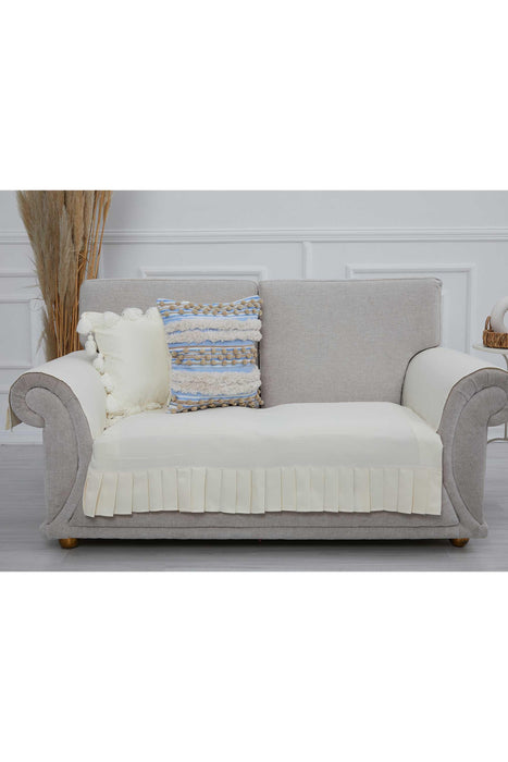 Pleated Reversible Knitted Polyester Decorative Sofa Shawl and Armrest Cover Set Furniture Protector Washable Couch Cover for Family,KTK-4