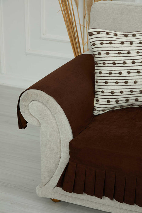 Pleated Reversible Knitted Polyester Decorative Sofa Shawl and Armrest Cover Set Furniture Protector Washable Couch Cover for Family,KTK-4