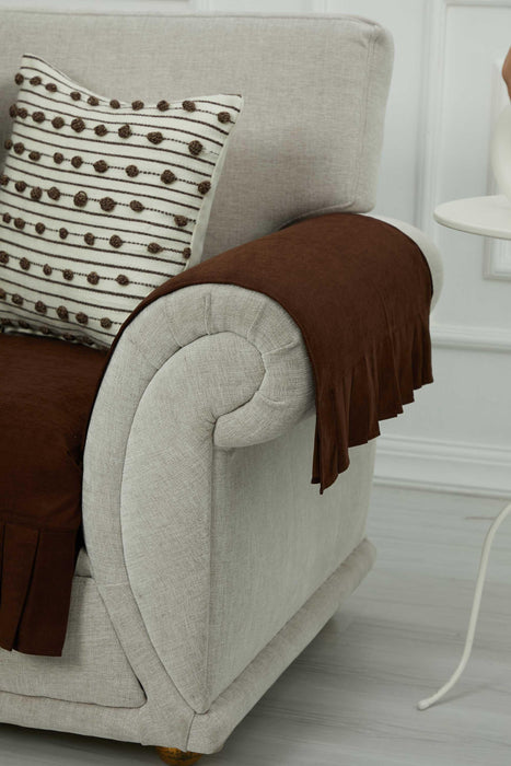 Pleated Reversible Knitted Polyester Decorative Sofa Shawl and Armrest Cover Set Furniture Protector Washable Couch Cover for Family,KTK-4