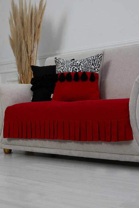Pleated Reversible Knitted Polyester Decorative Sofa Shawl and Armrest Cover Set Furniture Protector Washable Couch Cover for Family,KTK-4