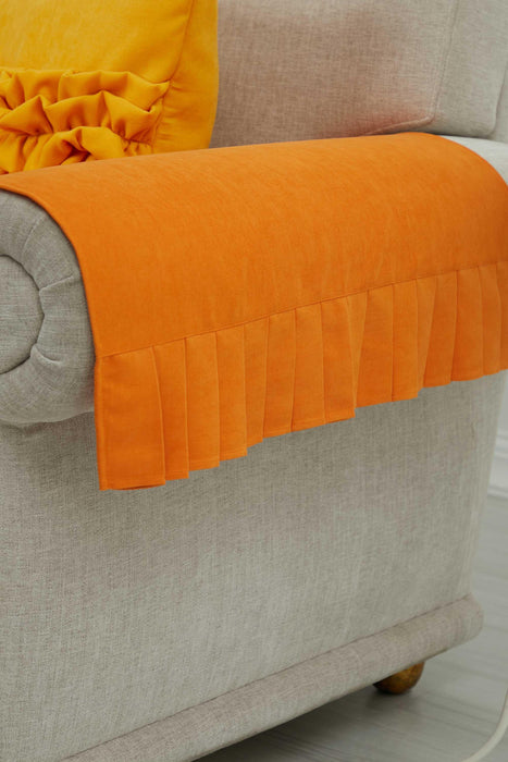 Pleated Reversible Knitted Polyester Decorative Sofa Shawl and Armrest Cover Set Furniture Protector Washable Couch Cover for Family,KTK-4