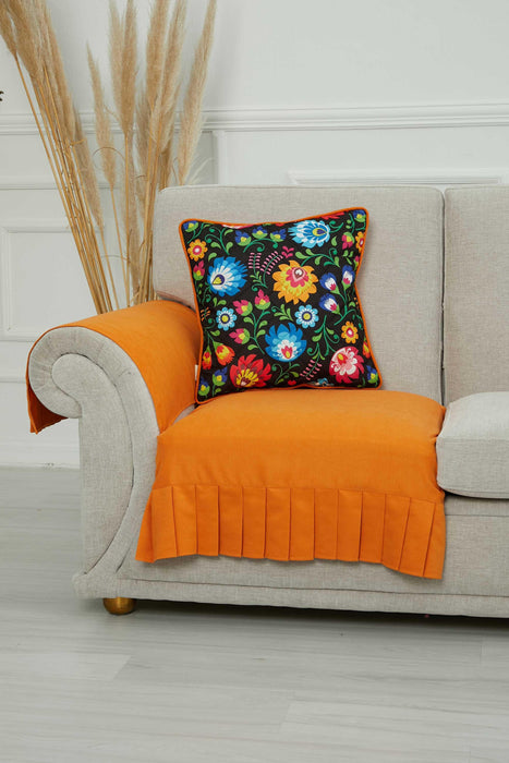 Pleated Reversible Knitted Polyester Decorative Sofa Shawl and Armrest Cover Set Furniture Protector Washable Cover for Family,KTK-6
