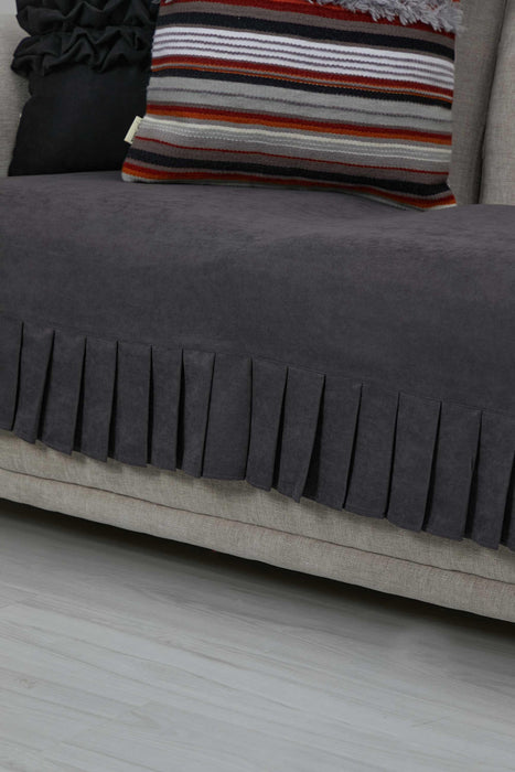 Pleated Reversible Knitted Polyester Decorative Sofa Shawl and Throw Blanket Furniture Protector Washable Couch Cover for Family,KO-28