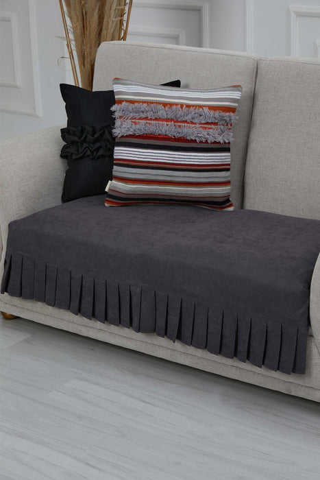 Pleated Reversible Knitted Polyester Decorative Sofa Shawl and Throw Blanket Furniture Protector Washable Couch Cover for Family,KO-28