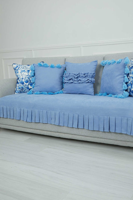 Pleated Reversible Knitted Polyester Decorative Sofa Shawl and Throw Blanket Furniture Protector Washable Couch Cover for Family,KO-29 Purple