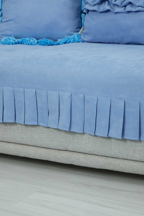 Pleated Reversible Knitted Polyester Decorative Sofa Shawl and Throw Blanket Furniture Protector Washable Couch Cover for Family,KO-29 Purple