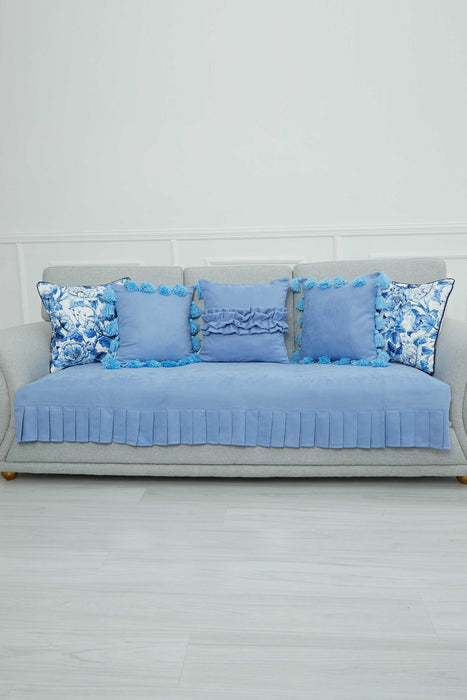 Pleated Reversible Knitted Polyester Decorative Sofa Shawl and Throw Blanket Furniture Protector Washable Couch Cover for Family,KO-29 Purple