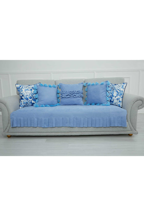 Pleated Reversible Knitted Polyester Decorative Sofa Shawl and Throw Blanket Furniture Protector Washable Couch Cover for Family,KO-29 Purple