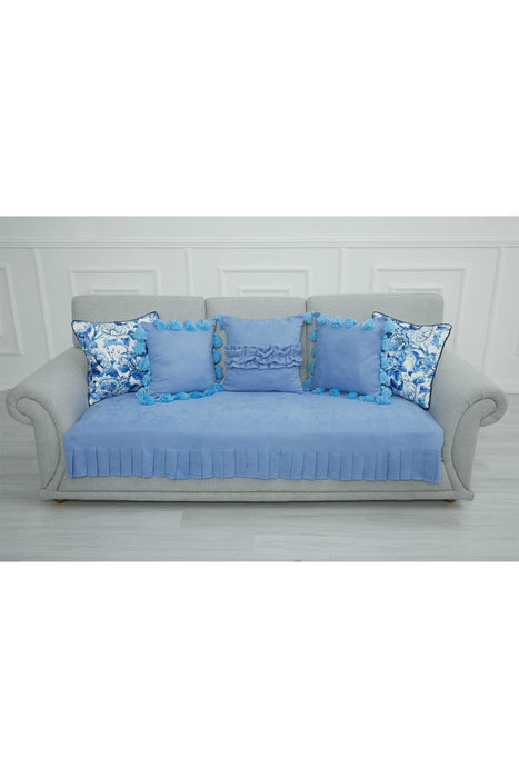 Pleated Reversible Knitted Polyester Decorative Sofa Shawl and Throw Blanket Furniture Protector Washable Couch Cover for Family,KO-29 Purple