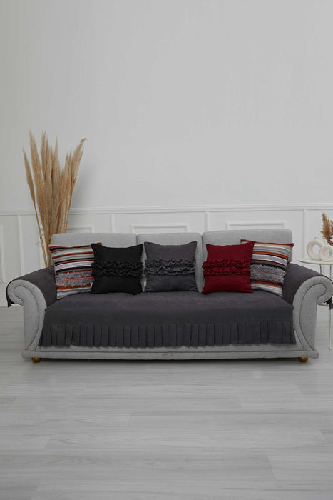 Pleated Reversible Knitted Polyester Decorative Sofa Shawl and Throw Blanket Furniture Protector Washable Couch Cover for Family,KO-29 Grey